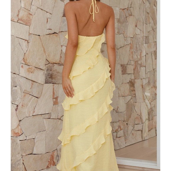 Yellow Ruffled Halter Dress - Picture 4 of 4